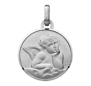 Médaille Ronde Ange Or Gris