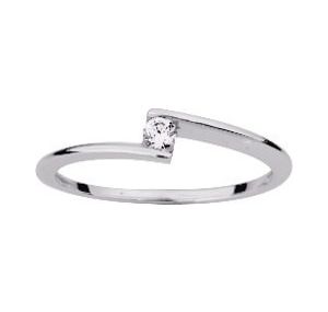 Solitaire Diamant 0.06ct Gh-Si Or Blanc 