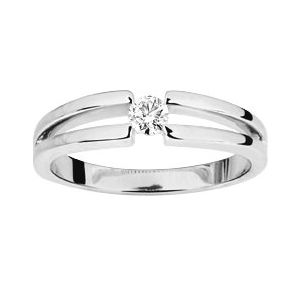 Solitaire Diamant 0.14ct Gh-Si Or Blanc 