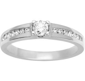 Solitaire Diamant 0.33ct Gh-Si Or Blanc 