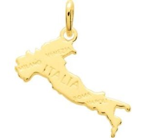 Pendentif carte Italie plaqué or 