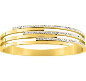 Bracelet cristal blanc synthétique acier doré 
