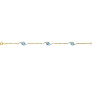 Bracelet topaze bleu synthétique oxyde de ziconium plaqué or 