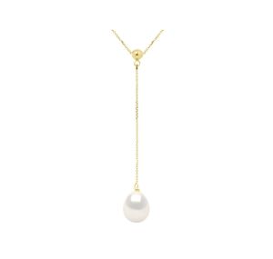 Collier Perle de Culture d'Eau Douce Poire - Chaîne Forçat Diamantée Petit Modèle Or 375 Millièmes