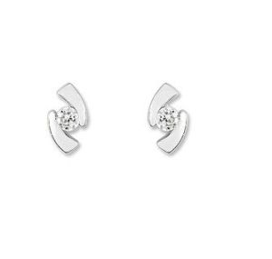 Boucles D'oreille Puce Oxyde Blanc Or Blanc 