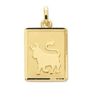 Médaille zodiaque taureau or jaune