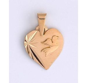 Medaille Or Coeur Colombe 
