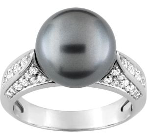 Bague Diamant 0.44ctgh-Si Perle de Tahiti Or 750 Blanc