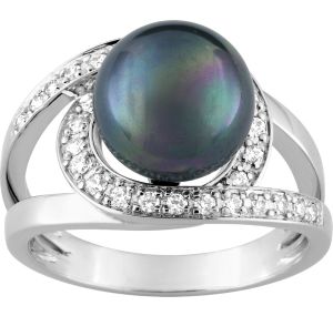 Bague Diamant 0.25ctgh-Si Perle de Tahiti Or 750 Blanc